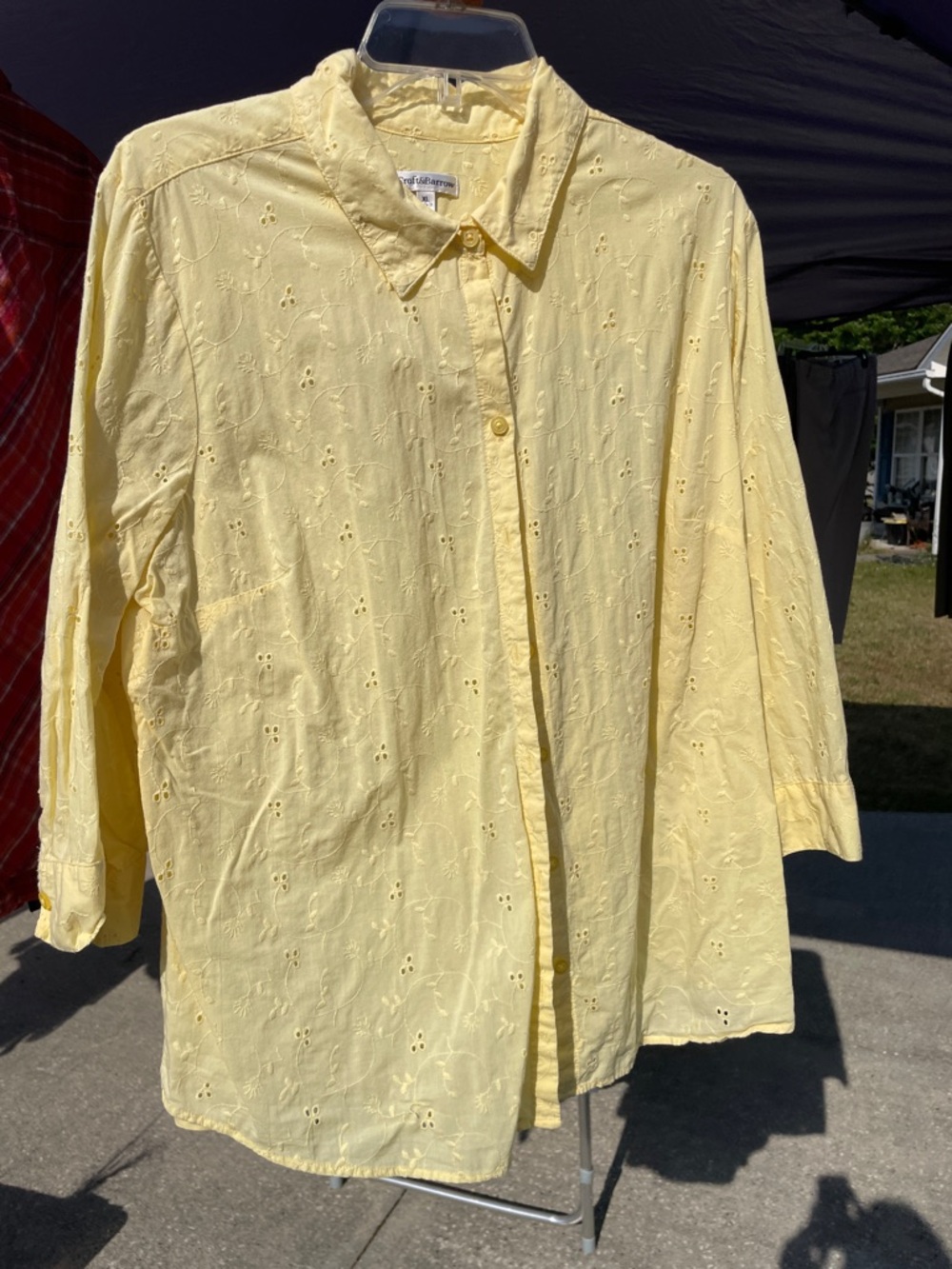 Croft & Barrow Yellow Floral Eyelet Blouse